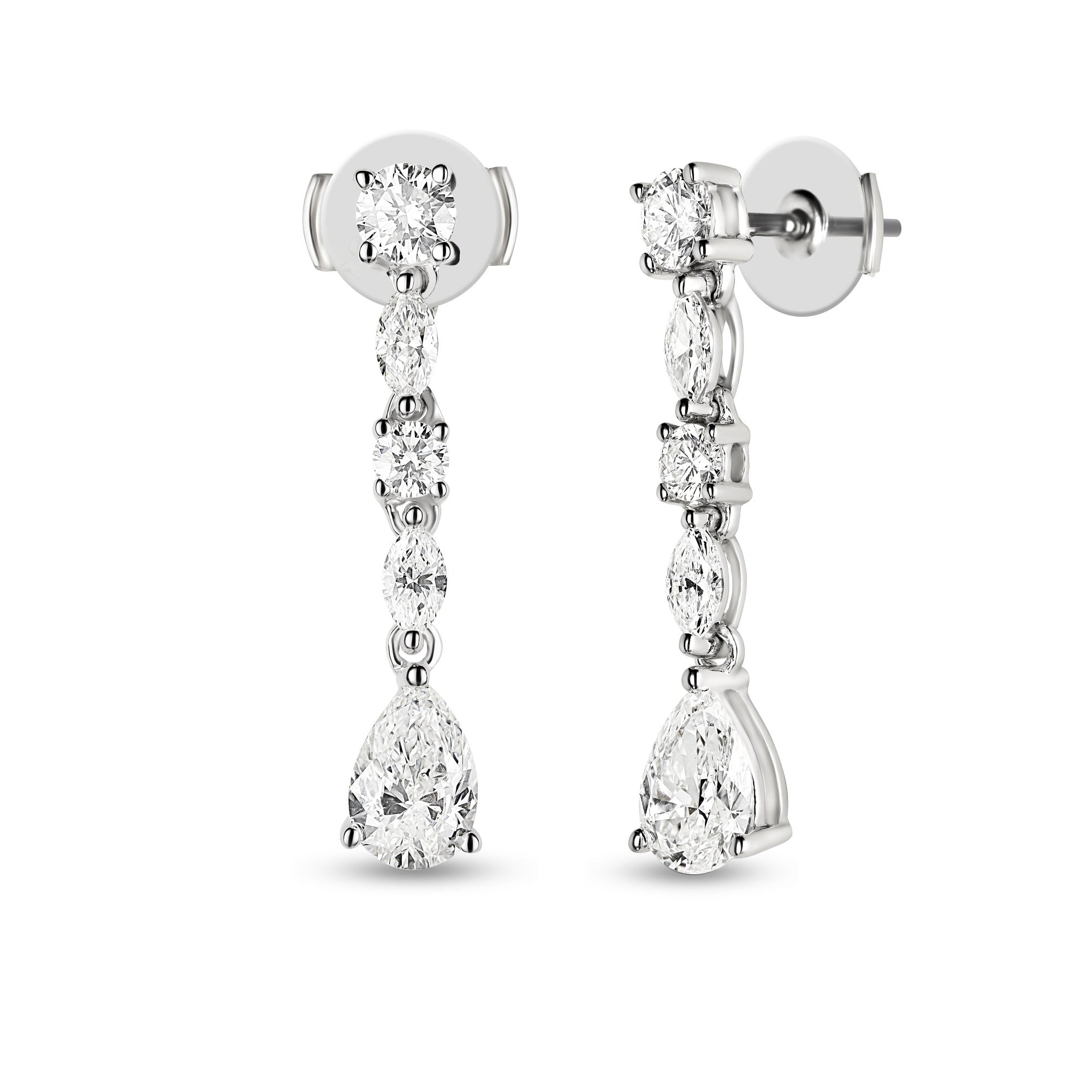 PEAR SHAPED DIAMOND DANGLE EARRINGS   PEAR SHAPED DIAMOND DANGLE EARRINGS