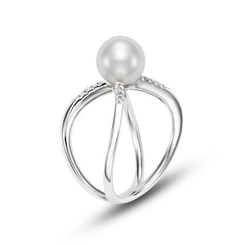 PEARL & DIAMOND CRISSCROSS RING PEARL & DIAMOND CRISSCROSS RING