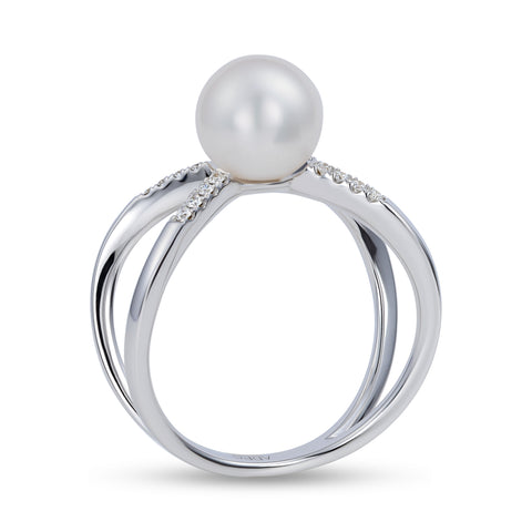 PEARL & DIAMOND CRISSCROSS RING