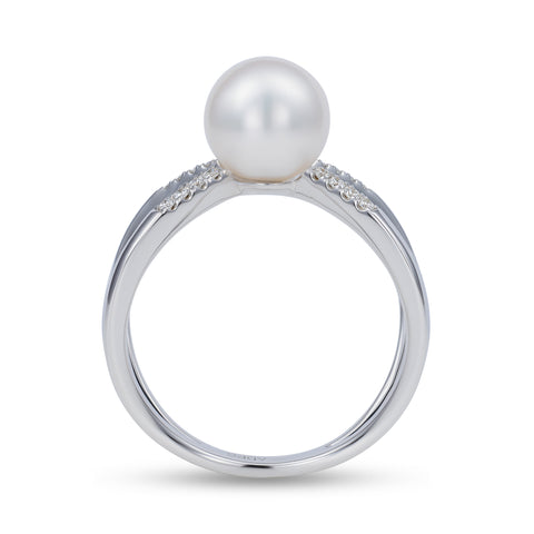 PEARL & DIAMOND CRISSCROSS RING