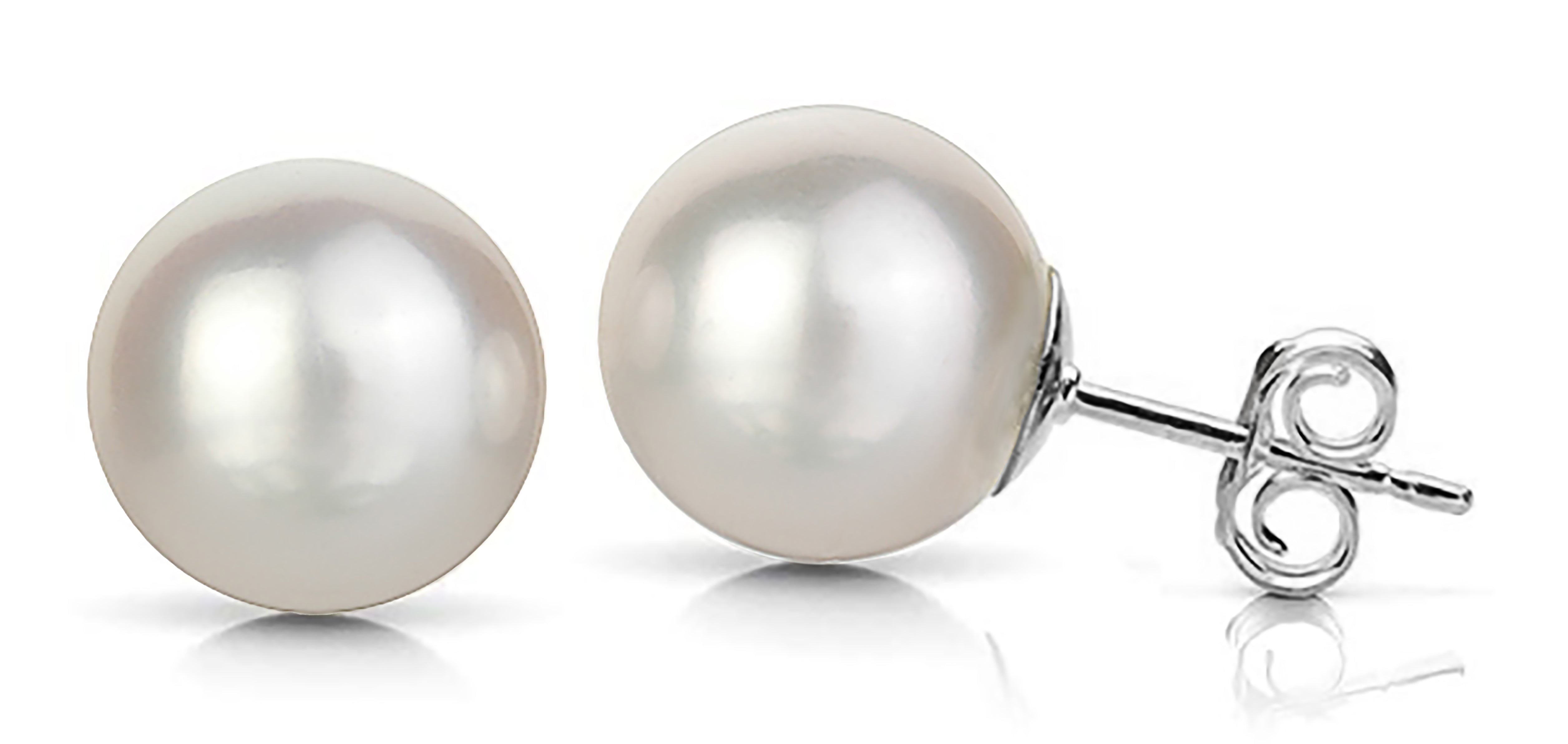 14k Gold white round Japanese Akoya Pearl stud earrings 14k Gold white round Japanese Akoya Pearl stud earrings