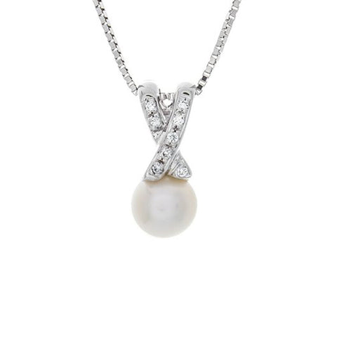 Japanese Akoya Pearl & Diamond Pendant Japanese Akoya Pearl & Diamond Pendant