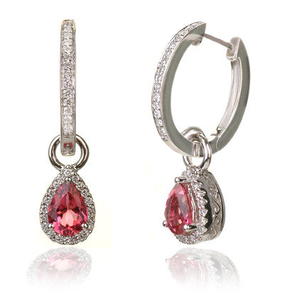 Pink Tourmaline & 0.33 CTTW Diamond Earrings - Isaac Westman - 2 Pink Tourmaline & 0.33 CTTW Diamond Earrings - Isaac Westman - 2
