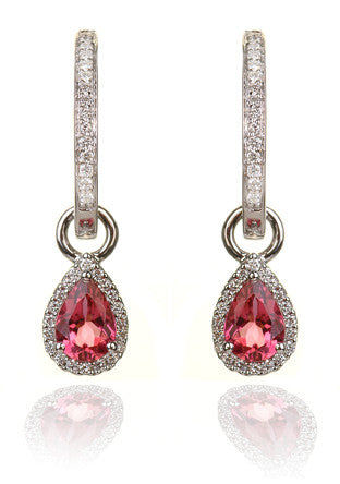 Pink Tourmaline & 0.33 CTTW Diamond Earrings - Isaac Westman - 1 Pink Tourmaline & 0.33 CTTW Diamond Earrings - Isaac Westman - 1