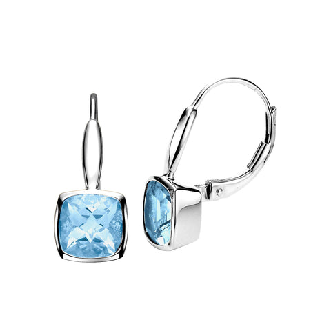 Bezel Set Blue Topaz Earrings - Isaac Westman - 2 Bezel Set Blue Topaz Earrings - Isaac Westman - 2