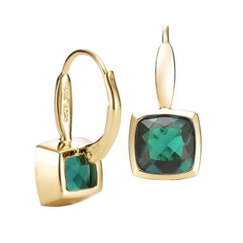 14K Yellow Gold Bezel Set Emerald Earrings - Isaac Westman - 3 14K Yellow Gold Bezel Set Emerald Earrings - Isaac Westman - 3