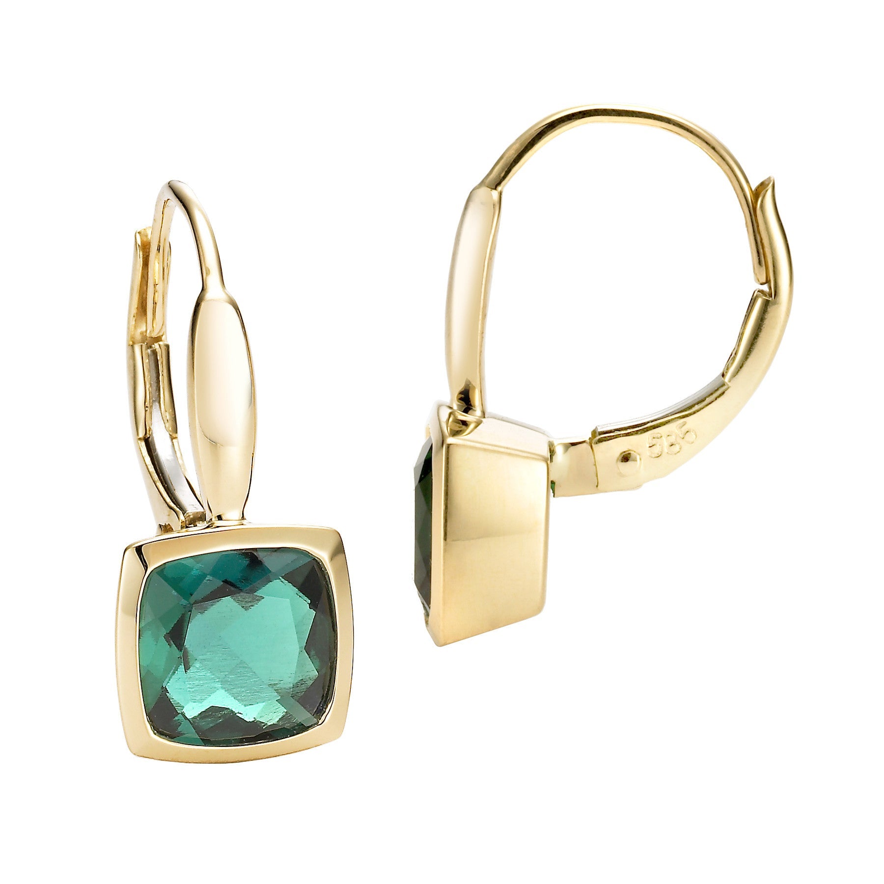 14K Yellow Gold Bezel Set Emerald Earrings - Isaac Westman - 4 14K Yellow Gold Bezel Set Emerald Earrings - Isaac Westman - 4