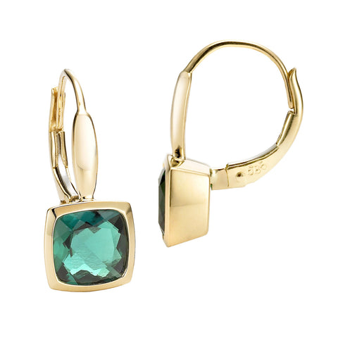 14K Yellow Gold Bezel Set Emerald Earrings - Isaac Westman - 4 14K Yellow Gold Bezel Set Emerald Earrings - Isaac Westman - 4