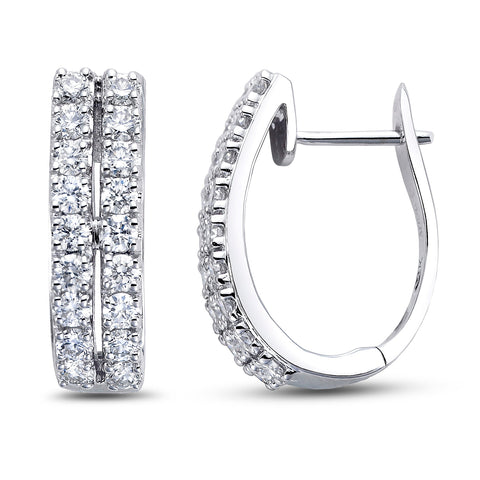 TWO ROW DIAMOND HUGGIE EARRINGS TWO ROW DIAMOND HUGGIE EARRINGS