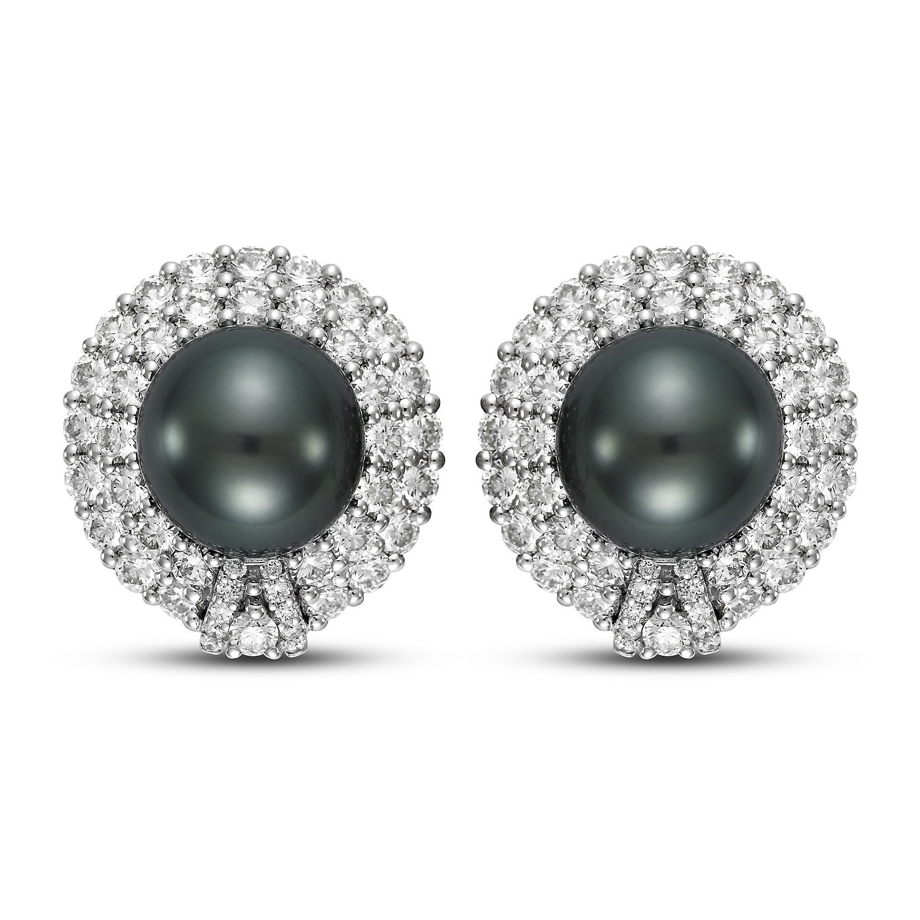 Black Tahitian Pearl & 3.1 CTTW Diamond Earrings - Isaac Westman - 1 Black Tahitian Pearl & 3.1 CTTW Diamond Earrings - Isaac Westman - 1