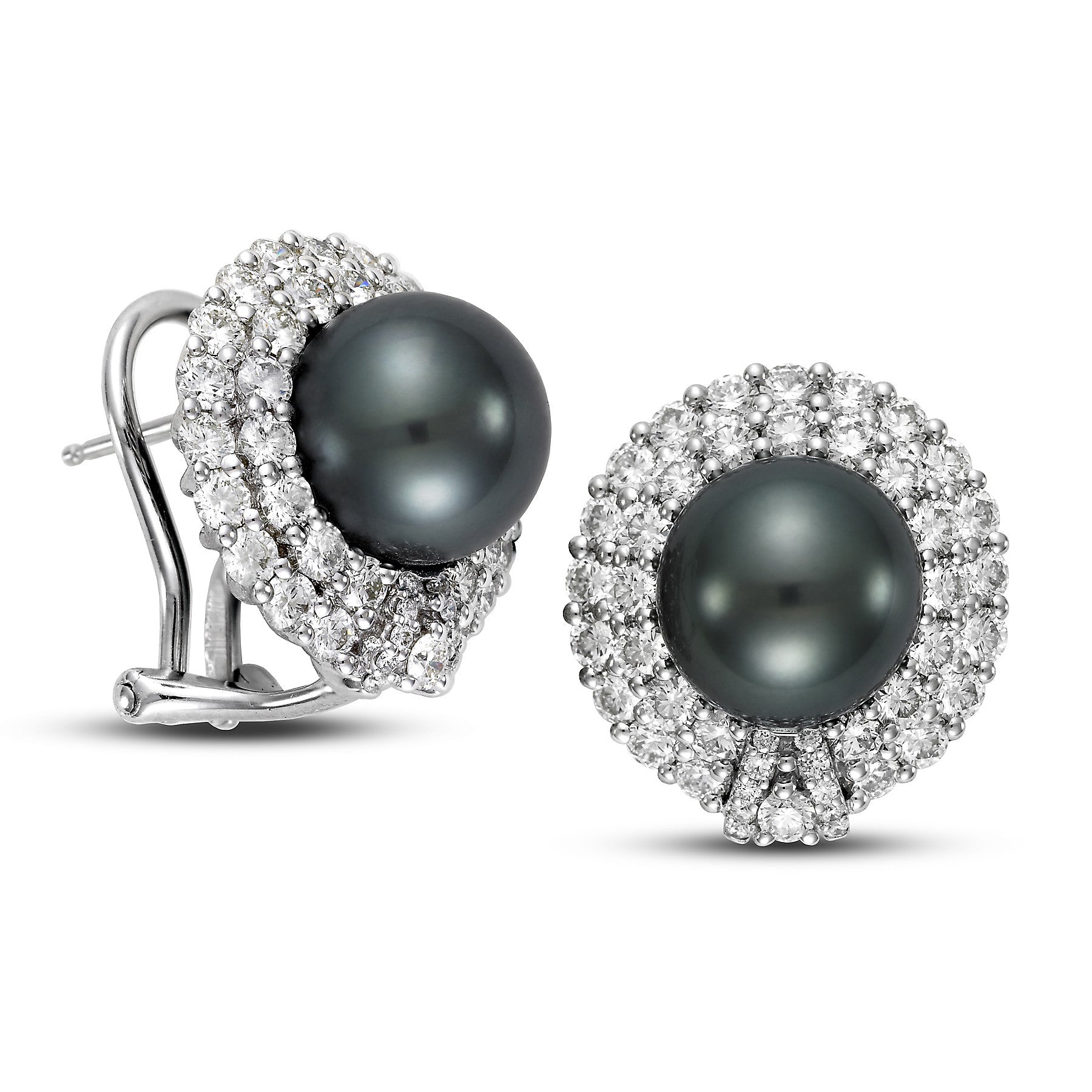 Black Tahitian Pearl & 3.1 CTTW Diamond Earrings - Isaac Westman - 2 Black Tahitian Pearl & 3.1 CTTW Diamond Earrings - Isaac Westman - 2