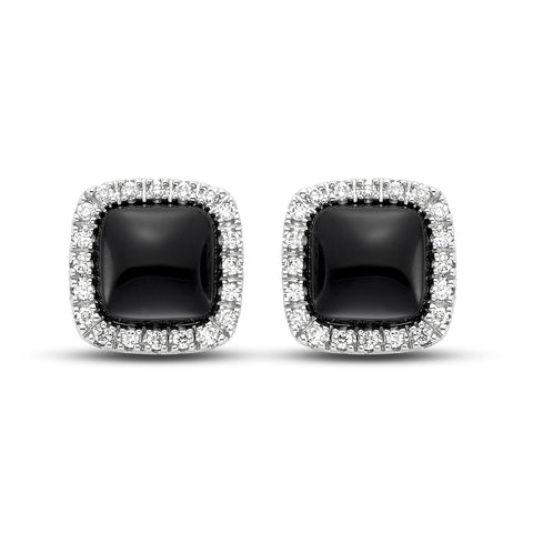 Black Onyx & Diamond Halo Earrings Black Onyx & Diamond Halo Earrings