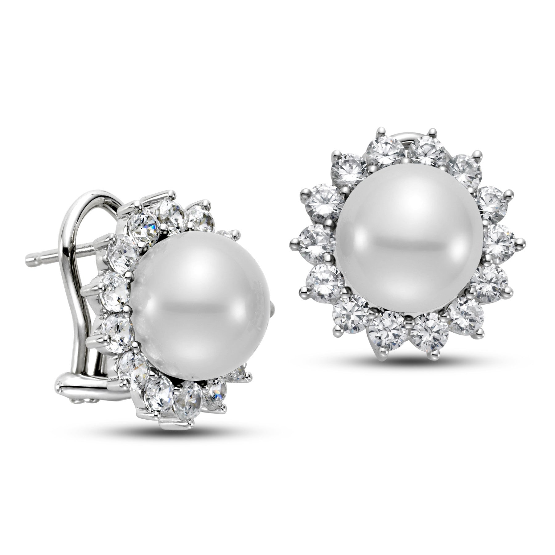 10.5 - 11.5mm White South Sea Pearl Earrings with 2.3 CTTW Diamonds - Isaac Westman - 2 10.5 - 11.5mm White South Sea Pearl Earrings with 2.3 CTTW Diamonds - Isaac Westman - 2