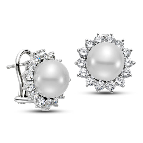 10.5 - 11.5mm White South Sea Pearl Earrings with 2.3 CTTW Diamonds - Isaac Westman - 2 10.5 - 11.5mm White South Sea Pearl Earrings with 2.3 CTTW Diamonds - Isaac Westman - 2