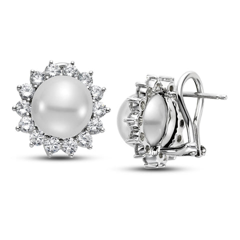 10.5 - 11.5mm White South Sea Pearl Earrings with 2.3 CTTW Diamonds - Isaac Westman - 3 10.5 - 11.5mm White South Sea Pearl Earrings with 2.3 CTTW Diamonds - Isaac Westman - 3