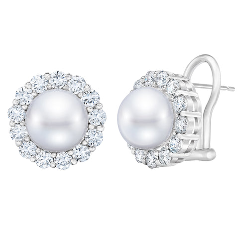 FRESHWATER PEARL & DIAMOND HALO EARRINGS FRESHWATER PEARL & DIAMOND HALO EARRINGS