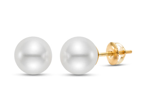 Japanese Akoya Cultured Pearl Stud Earrings - Screw Back