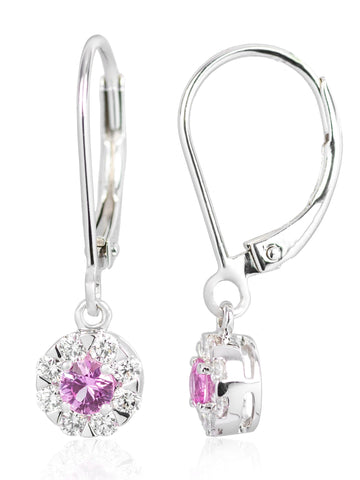 Diamond and Pink Sapphire Dangle Earrings Diamond and Pink Sapphire Dangle Earrings