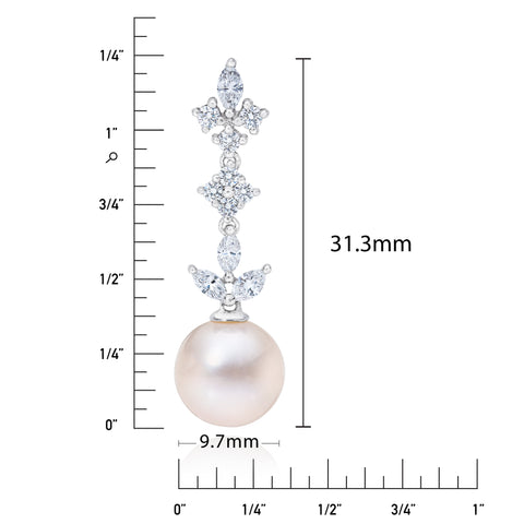 DIAMOND & FRESHWATER PEARL DANGLE EARRINGS DIAMOND & FRESHWATER PEARL DANGLE EARRINGS
