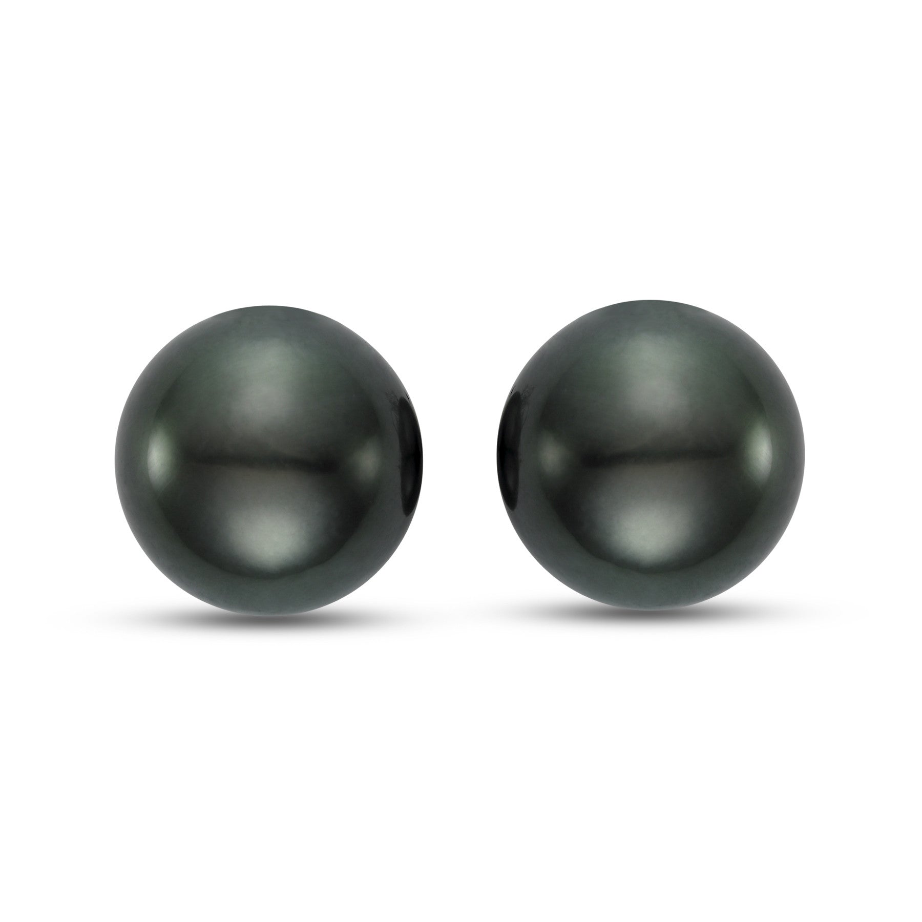 14K Gold Black Tahitian Pearl Stud Earrings - Isaac Westman - 2 14K Gold Black Tahitian Pearl Stud Earrings - Isaac Westman - 2
