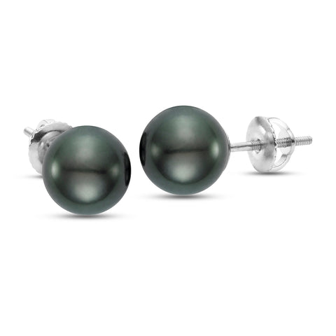 14K Gold Black Tahitian Pearl Stud Earrings - Isaac Westman 14K Gold Black Tahitian Pearl Stud Earrings - Isaac Westman