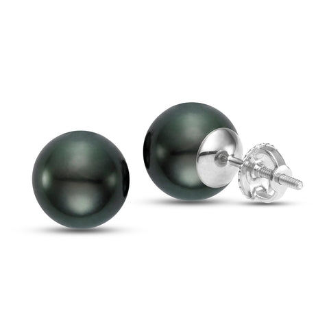 14K Gold Black Tahitian Pearl Stud Earrings - Isaac Westman 14K Gold Black Tahitian Pearl Stud Earrings - Isaac Westman