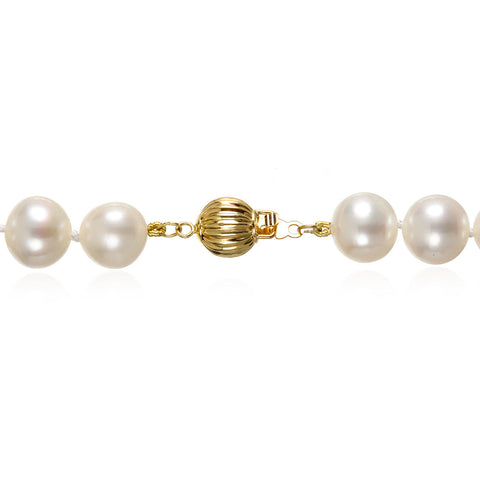 8.5 - 9.5mm Cultured White Freshwater Pearl Necklace, 18", AAA High Luster, 14K Yellow Gold - Isaac Westman - 4 8.5 - 9.5mm Cultured White Freshwater Pearl Necklace, 18", AAA High Luster, 14K Yellow Gold - Isaac Westman - 4
