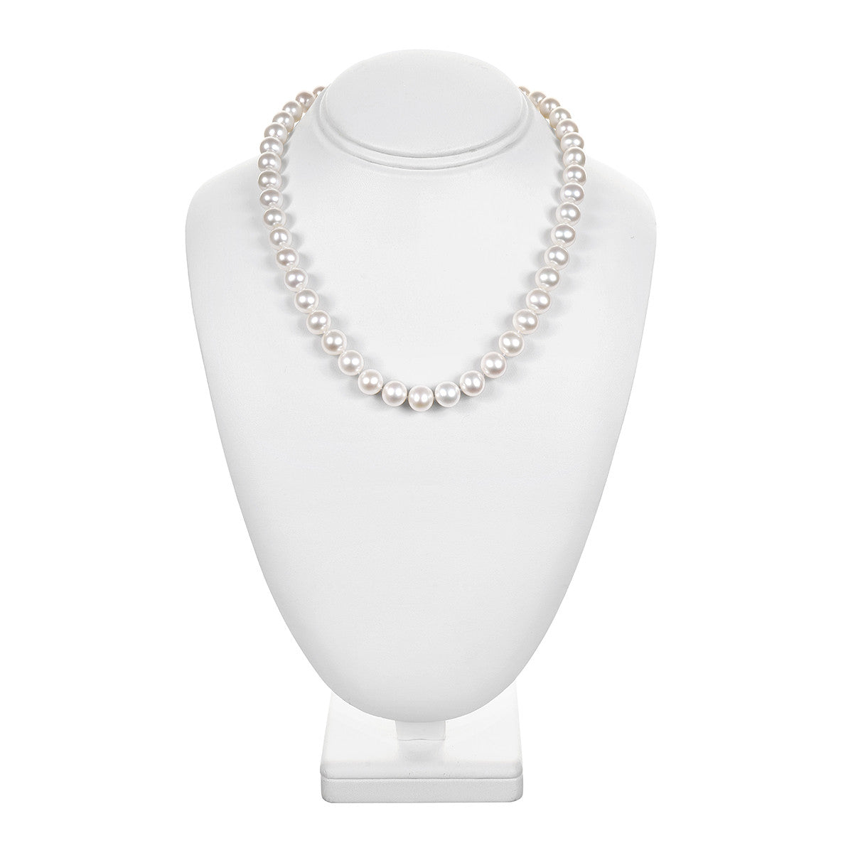 8.5 - 9.5mm Cultured White Freshwater Pearl Necklace, 18", AAA High Luster, 14K Yellow Gold - Isaac Westman - 1 8.5 - 9.5mm Cultured White Freshwater Pearl Necklace, 18", AAA High Luster, 14K Yellow Gold - Isaac Westman - 1