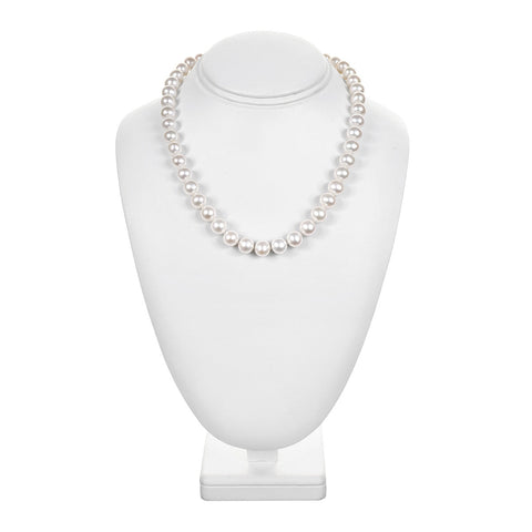 8.5 - 9.5mm Cultured White Freshwater Pearl Necklace, 18", AAA High Luster, 14K Yellow Gold - Isaac Westman - 1 8.5 - 9.5mm Cultured White Freshwater Pearl Necklace, 18", AAA High Luster, 14K Yellow Gold - Isaac Westman - 1