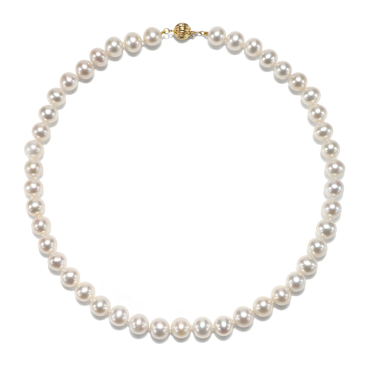 8.5 - 9.5mm Cultured White Freshwater Pearl Necklace, 18", AAA High Luster, 14K Yellow Gold - Isaac Westman - 2 8.5 - 9.5mm Cultured White Freshwater Pearl Necklace, 18", AAA High Luster, 14K Yellow Gold - Isaac Westman - 2