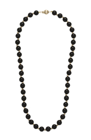 8mm Polished Black Onyx & 14K Gold Necklace 8mm Polished Black Onyx & 14K Gold Necklace