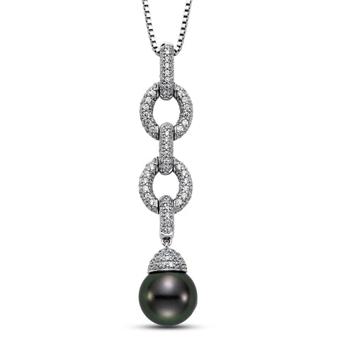 Black Tahitian Pearl & Diamond Pendant - Isaac Westman - 1 Black Tahitian Pearl & Diamond Pendant - Isaac Westman - 1