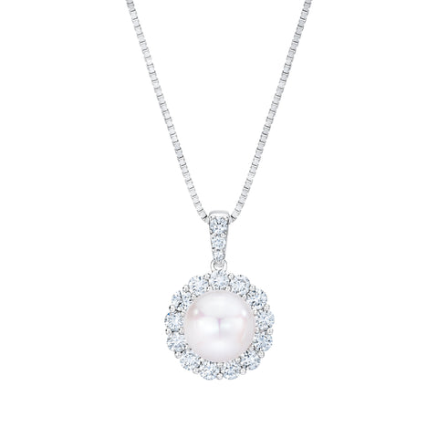 FRESHWATER PEARL & DIAMOND HALO PENDANT