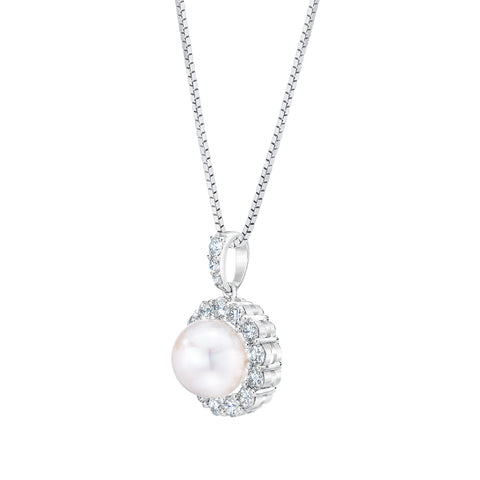 FRESHWATER PEARL & DIAMOND HALO PENDANT FRESHWATER PEARL & DIAMOND HALO PENDANT
