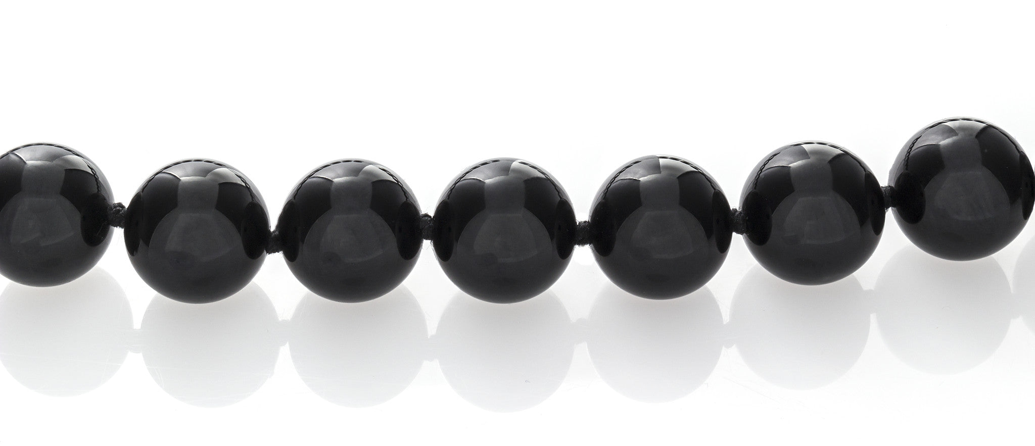 10mm Black Onyx Necklace with 925 Sterling Silver Clasp - Isaac Westman - 3 10mm Black Onyx Necklace with 925 Sterling Silver Clasp - Isaac Westman - 3
