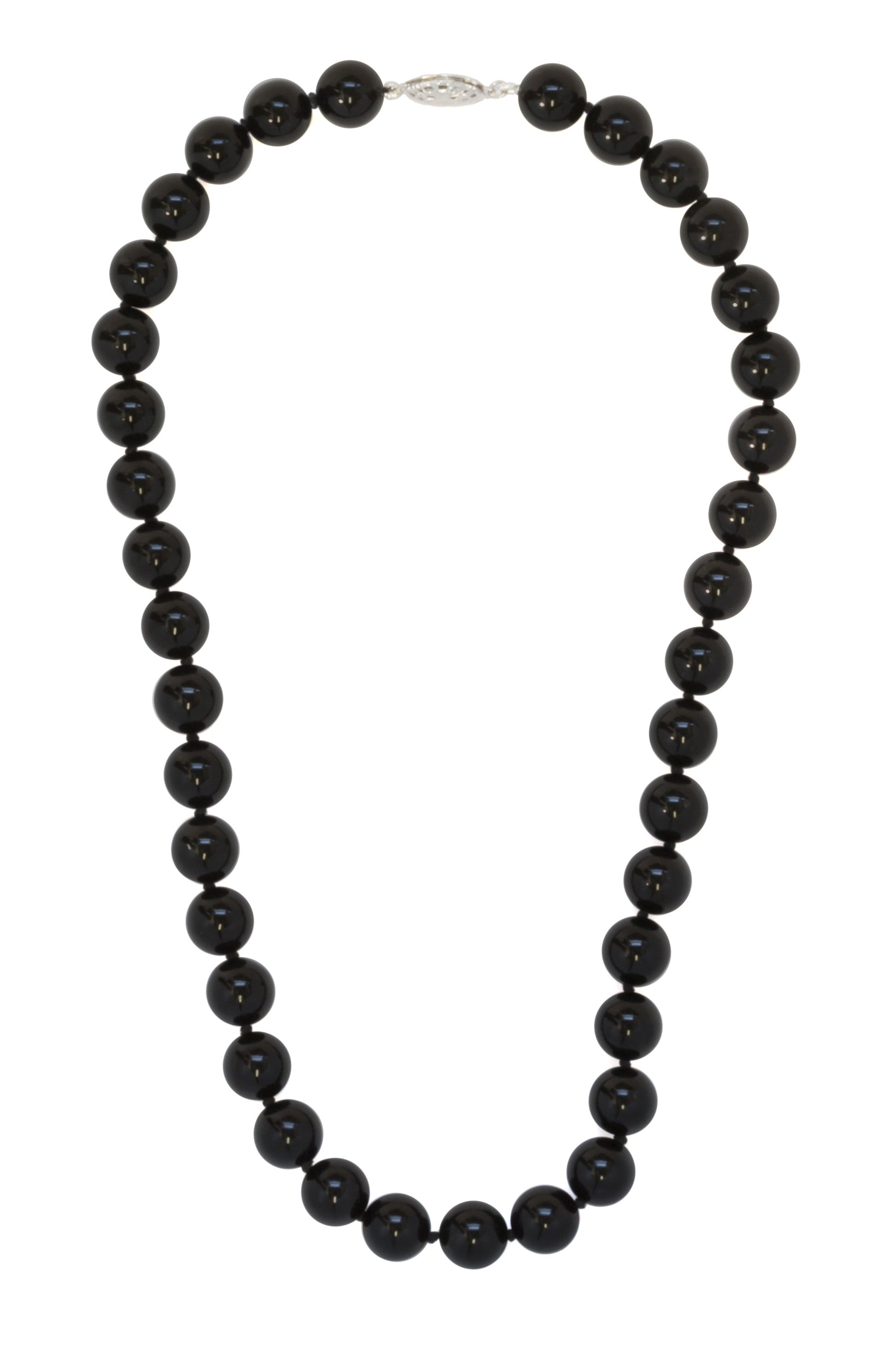 black onyx beaded necklace 10mm sterling silver black onyx beaded necklace 10mm sterling silver