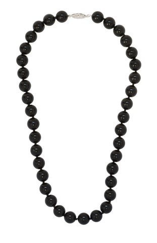 black onyx beaded necklace 10mm sterling silver black onyx beaded necklace 10mm sterling silver