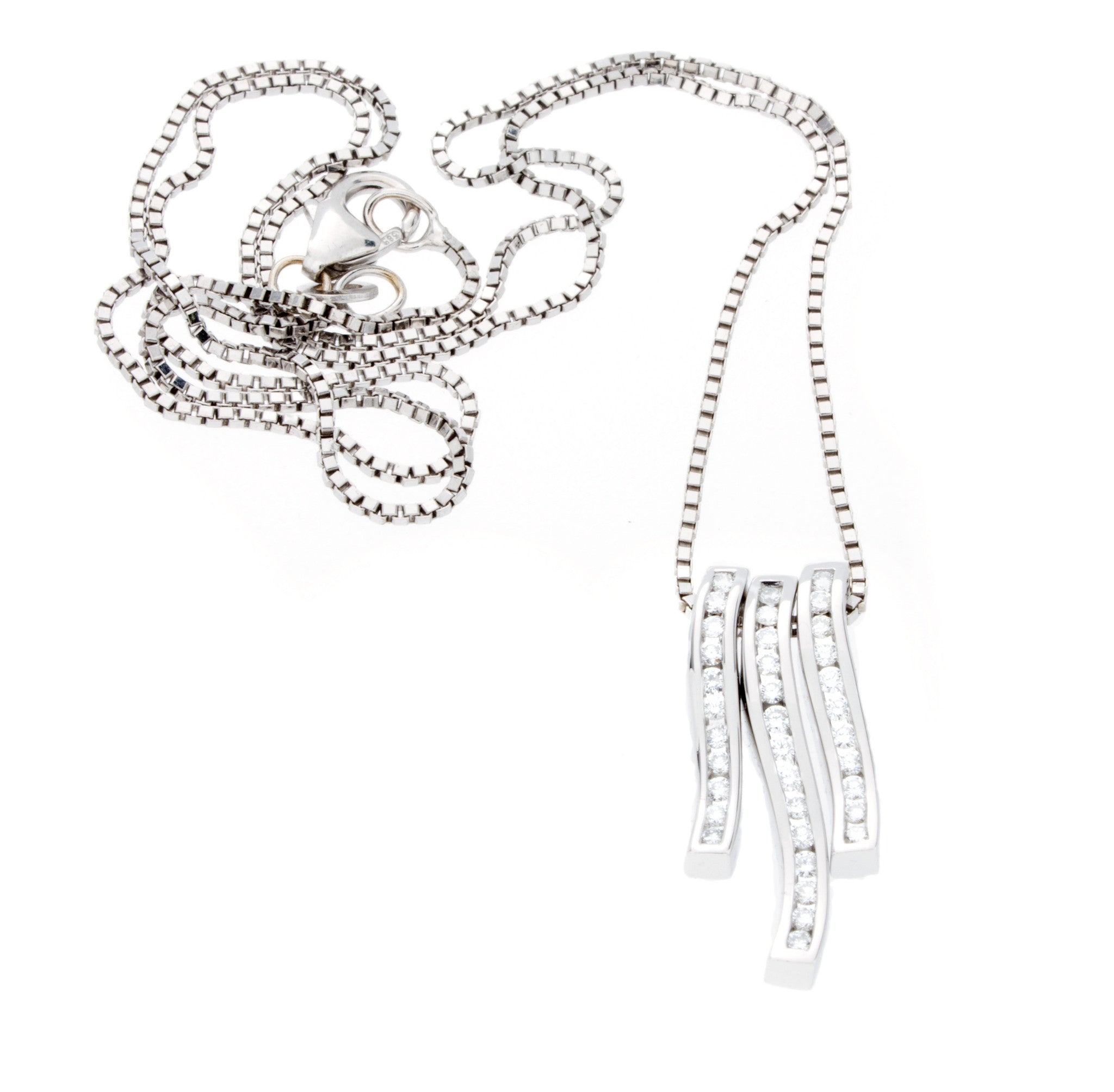 3 Piece 14K White Gold Diamond Pendant - Isaac Westman - 2 3 Piece 14K White Gold Diamond Pendant - Isaac Westman - 2