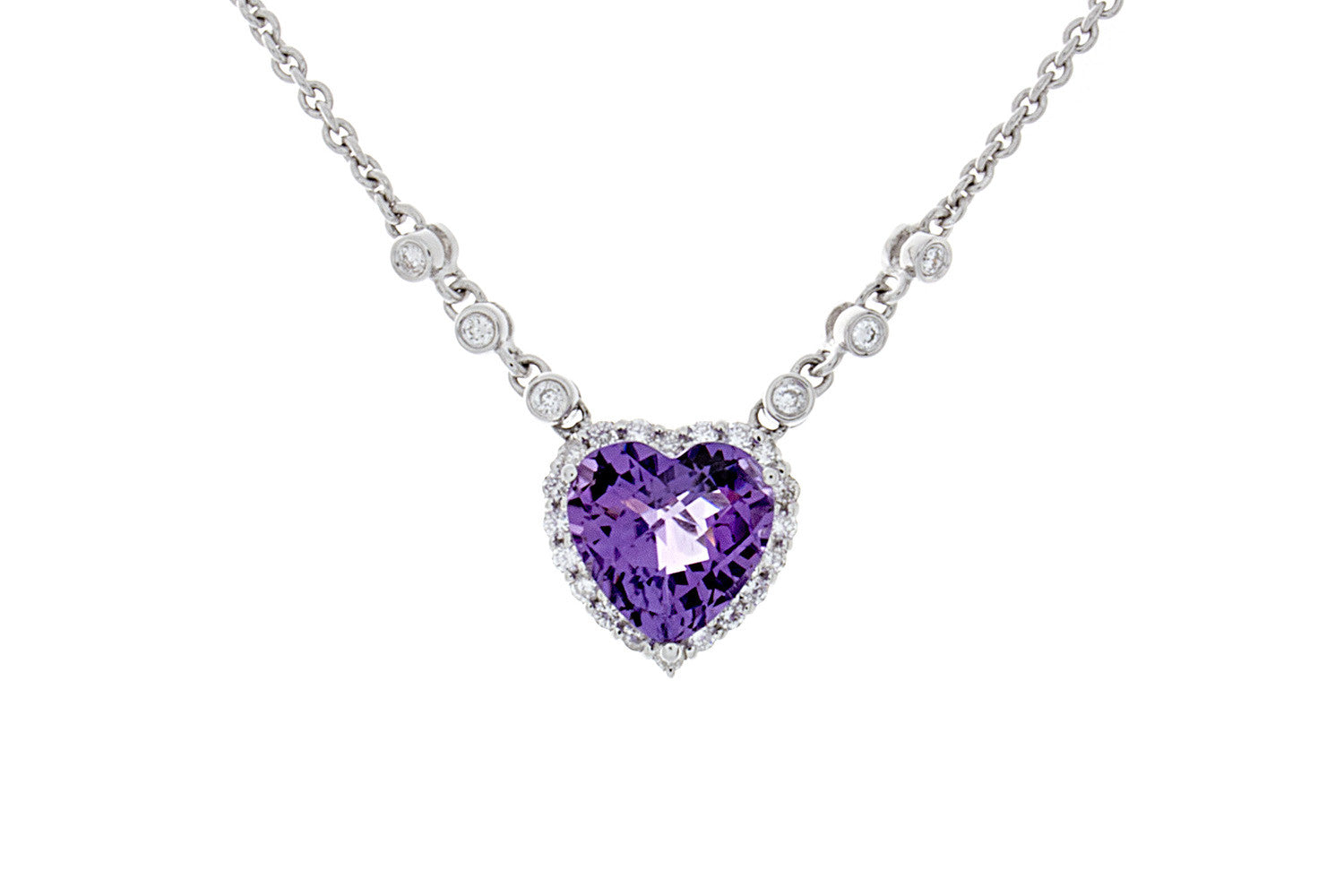 Heart Shaped Amethyst & Diamond Pendant - Isaac Westman - 1 Heart Shaped Amethyst & Diamond Pendant - Isaac Westman - 1