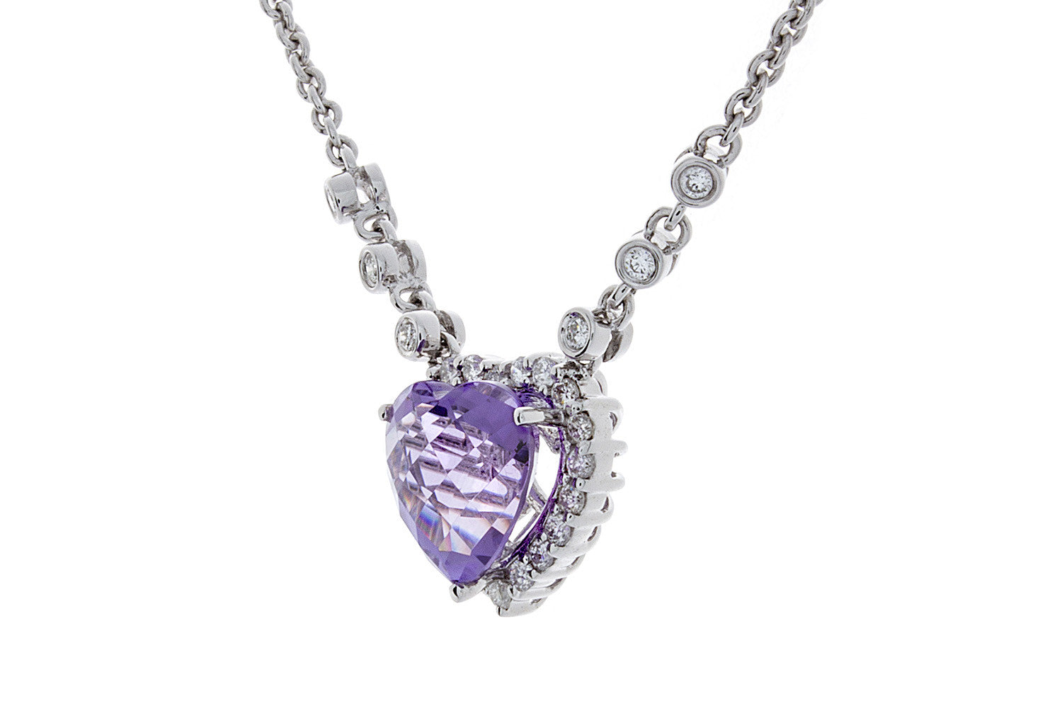 Heart Shaped Amethyst & Diamond Pendant - Isaac Westman - 2 Heart Shaped Amethyst & Diamond Pendant - Isaac Westman - 2