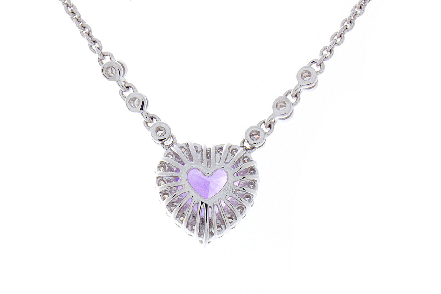 Heart Shaped Amethyst & Diamond Pendant - Isaac Westman - 3 Heart Shaped Amethyst & Diamond Pendant - Isaac Westman - 3