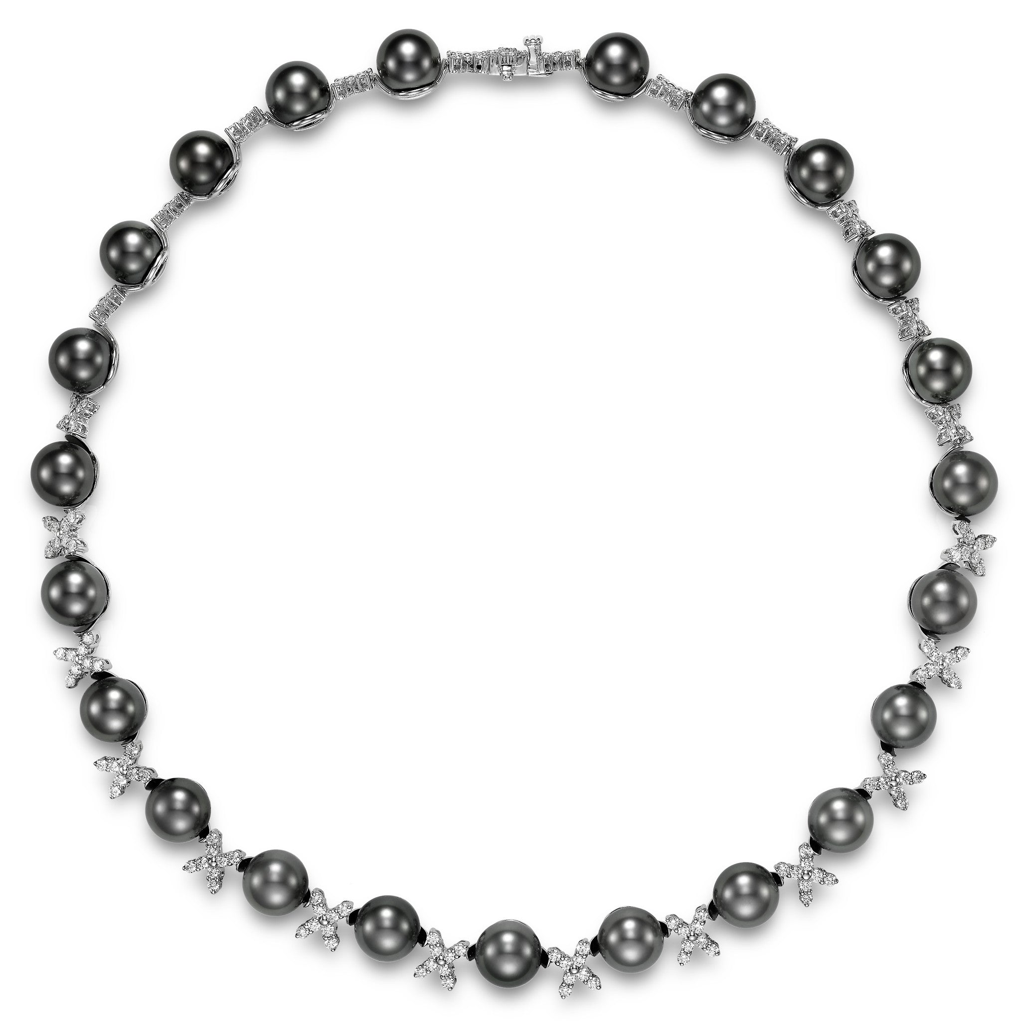White Gold Diamond & Tahitian Pearl Necklace - Isaac Westman - 1 White Gold Diamond & Tahitian Pearl Necklace - Isaac Westman - 1