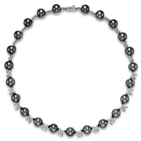 White Gold Diamond & Tahitian Pearl Necklace - Isaac Westman - 1 White Gold Diamond & Tahitian Pearl Necklace - Isaac Westman - 1