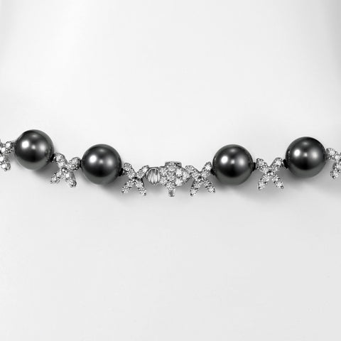 White Gold Diamond & Tahitian Pearl Necklace - Isaac Westman - 3 White Gold Diamond & Tahitian Pearl Necklace - Isaac Westman - 3