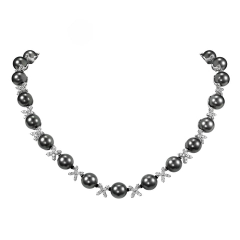 White Gold Diamond & Tahitian Pearl Necklace - Isaac Westman - 2 White Gold Diamond & Tahitian Pearl Necklace - Isaac Westman - 2