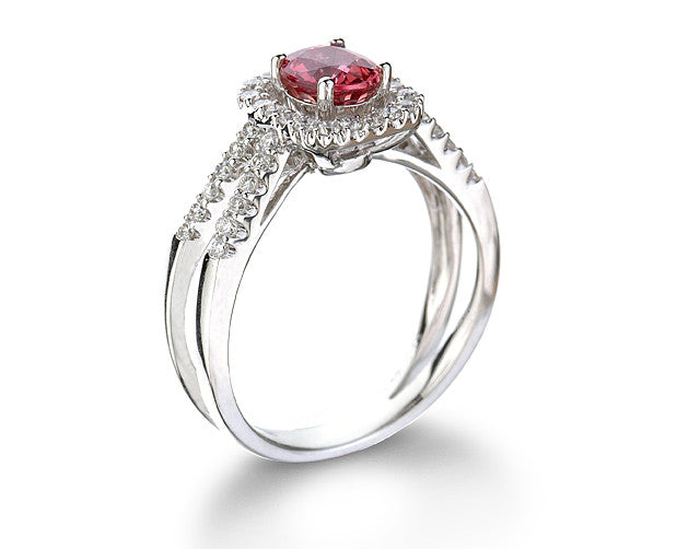 14K White Gold Pink Sapphire and Diamond Ring - Isaac Westman - 2 14K White Gold Pink Sapphire and Diamond Ring - Isaac Westman - 2
