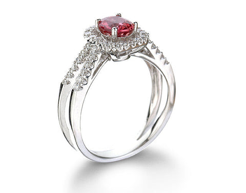 14K White Gold Pink Sapphire and Diamond Ring - Isaac Westman - 2 14K White Gold Pink Sapphire and Diamond Ring - Isaac Westman - 2