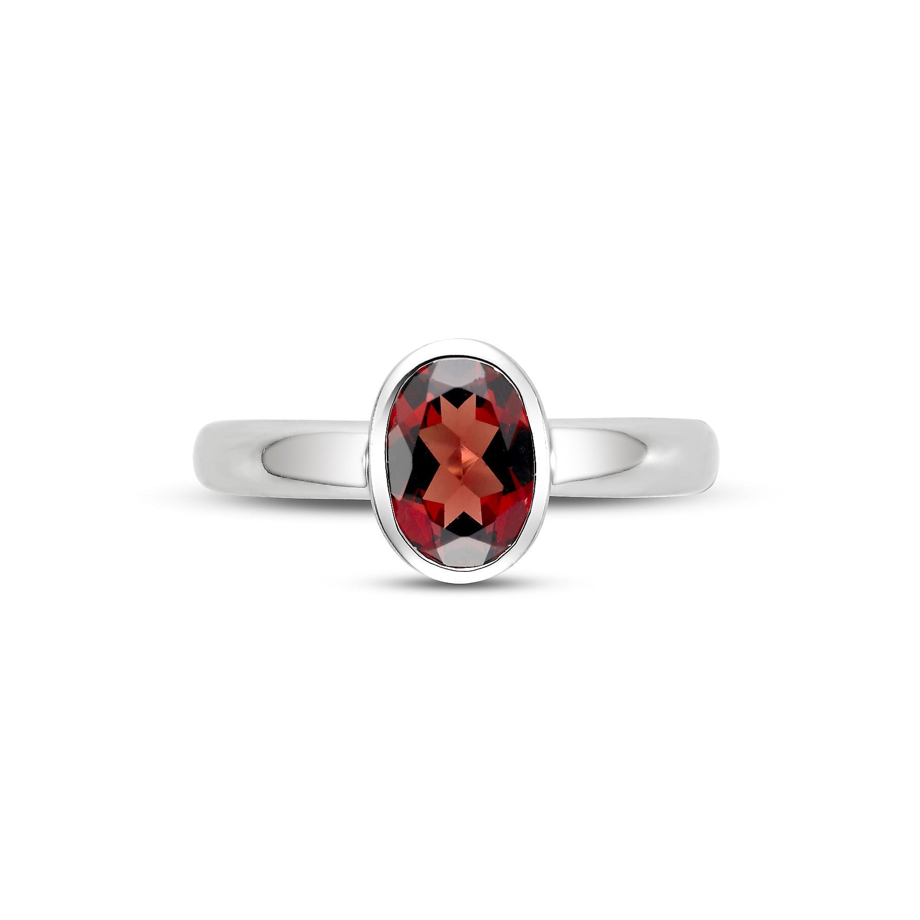 14K White Gold Bezel Set Garnet Ring - Isaac Westman - 2 14K White Gold Bezel Set Garnet Ring - Isaac Westman - 2