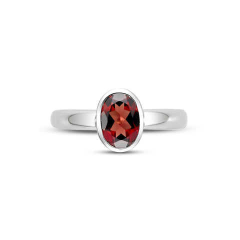 14K White Gold Bezel Set Garnet Ring - Isaac Westman - 2 14K White Gold Bezel Set Garnet Ring - Isaac Westman - 2