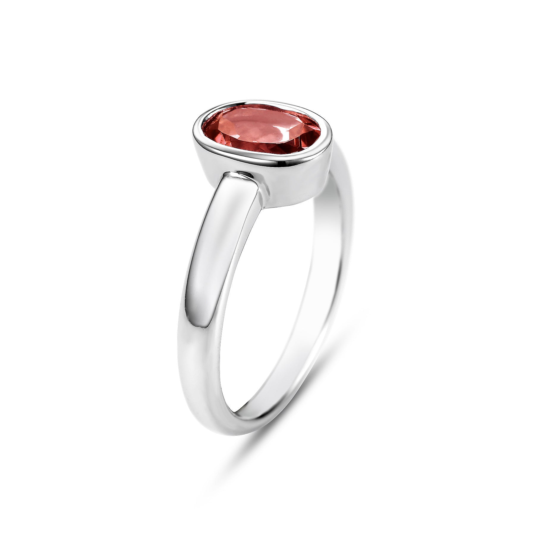 14K White Gold Bezel Set Garnet Ring - Isaac Westman - 3 14K White Gold Bezel Set Garnet Ring - Isaac Westman - 3